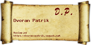 Dvoran Patrik névjegykártya